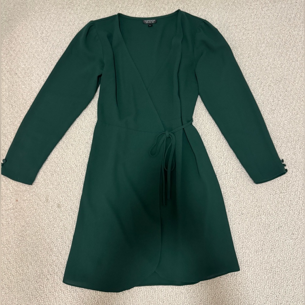 Elegant Green Wrap Dress